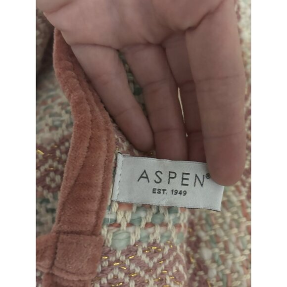 Pink Green Aspen Woven Knit Tree Skirt with Velvet Trim, 48" - Picture 7 of 10